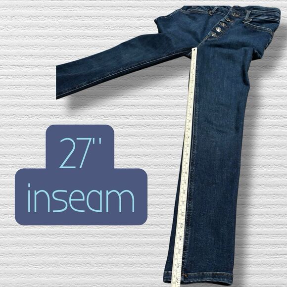 We The Free by Free People Button Fly Skinny Jeans Dark Wash Size 27 High Rise - Picture 3 of 9